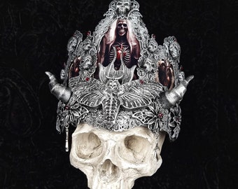 Ready for shipping / Church window crown "Death moth warrior" headdress, valkyrie, fantasy costume, vampire, gothic, cosplay, pagan, horror