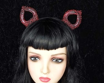 READY TO SHIP / Baroque Cat ears headband, cosplay headpiece, gothic crown, fantasy headpiece, costume