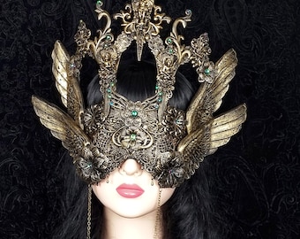 Cathedral Blind Mask "Angelica" | Handmade Mask | Masquerade Mask |Stained Glass Mask | Gothic Crown | Cosplay Mask | Made to order