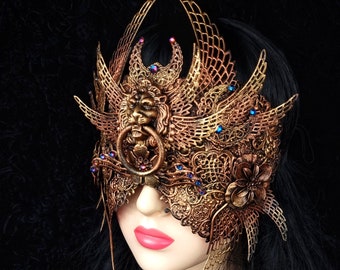 MADE TO ORDER blind mask "Gryphon" cosplay, vampire, fantasy, goth, crown, voodoo, pagan