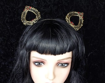 READY TO SHIP / Baroque Cat ears headband, cosplay headpiece, gothic crown, fantasy headpiece, costume