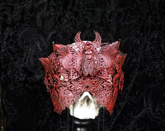 blind mask " King & Queen " , gothic crown, gothic headpiece, religious, cosplay, cathedral, medusa costume, fantasy mask / MADE TO ORDER