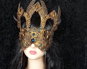 Cathedral Blind Mask " Sancta Caelestis" | Handmade Mask | Masquerade Mask |Stained Glass Mask | Gothic Crown | Cosplay Mask | Made to Order