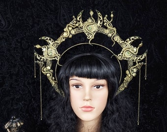 Ready to ship immediately / Medusa, snake halo, halo, crown, fantasy costume, gothic, larp, cosplay, demon, cleopatra, horror