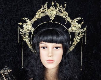 Made to order/ Medusa halo, gothic crown, cosplay, larp, fantasy costume, pagan, headdress, cleopatra, snake