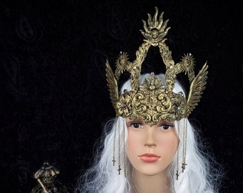 Ready to ship immediately / Crown "wings" high priest, cathedral, headdress, fantasy, gothic, pagan, cosplay, larp, vampire