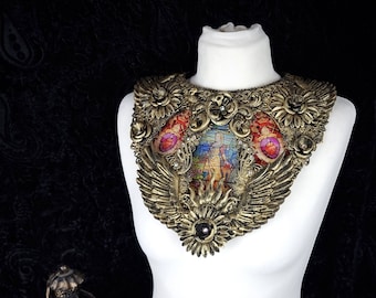 Stained glass, Chest armor "Cathedral wings" collar, cathedral, fantasy costume, cosplay, angel, gothic, religious / Made to order