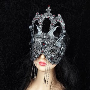Blind mask &quot;Vampire castle&quot;, vampire mask, gothic crown, bat mask, gothic headpiece, fantasy mask, medusa costume, cathedral / MADE TO ORDER