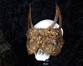 Made to order / blind mask "Devil's Ear" cosplay, larp, fantasy, vampire, gothic, horror, elf, headdress, crown, witch