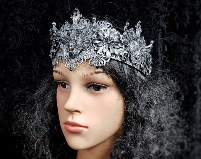 Goth crown "Angel" gothic headpiece, Goth headpiece, medusa costume, cosplay, larp, blind mask, religious / MADE TO ORDER
