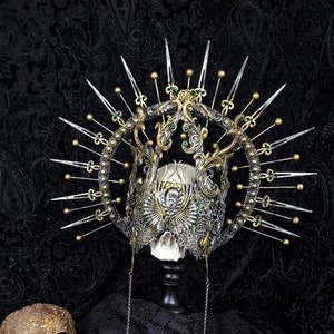 Made to order / SET "Victorian Love" halo & blind mask, cathedral mask, cosplay, larp, halo, gothic, fantasy