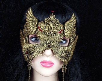 Angel wing mask, cosplay, fairy, larp, fantasy costume, holy, crown, gothic, headdress / Made to order