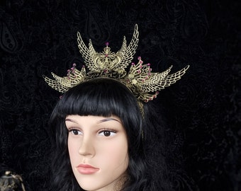 Ready for dispatch / Headband "holy crow crown" cosplay, gothic crown, larp, headdress, fantasy costume, blind mask, vampire