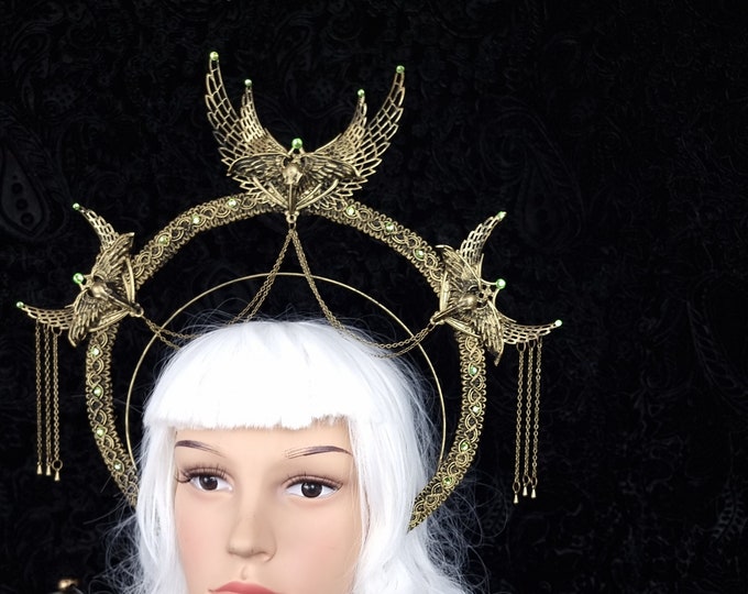 Immediately ready for delivery / halo "holy crow" headband, halo, gothic crown, cosplay, larp, pagan, fantasy headdress, witch