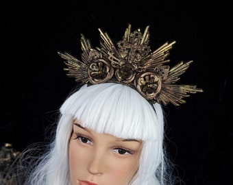 Crown "The star", fairytale, larp, goth headpiece, gothic crown, pagan crown, medusa, fantasy, cosplay, vampire, blind mask / MADE TO ORDER