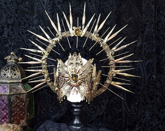 Set "Thorn King" halo & blind mask, crown, headdress, cosplay, larp, fantasy, gothic, horror / Made to order