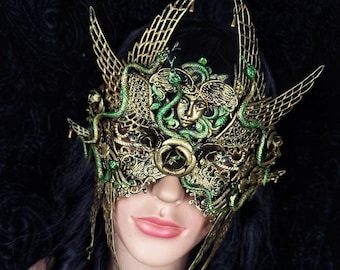 Made to order/ Blind mask "Gorgone" Medusa crown, fantasy, shaman, witch, cleopatra crown, snake headdress, cosplay, goth