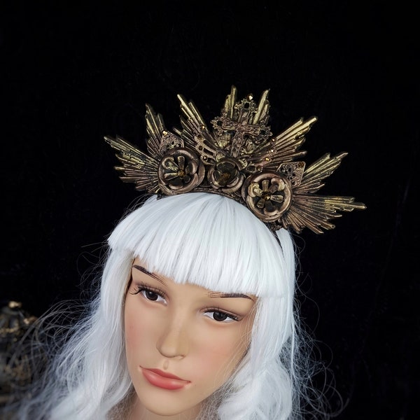 Ready to ship/ Crown " The star ", fairytale, larp, goth headpiece, gothic crown, pagan crown, medusa, fantasy, cosplay,vampire, blind mask