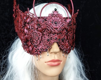 blind mask with bat wings, cosplay mask, vampire, fantasy, goth, crown, voodoo, pagan