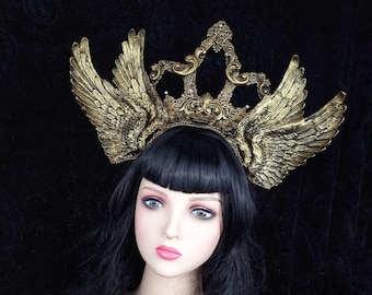 Anfertigung nach Auftrag/ Kathedrale Flügel Kopfschmuck "Abby" Engel, fantasy kostüm, krone,  gothic, cosplay, vampir, Kostüm ball,