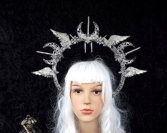 Halo "Wisdom" halo, crown, fantasy costume, gothic, owl, vikings, larp, cosplay, pagan, medusa / made to order