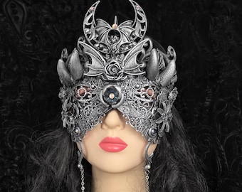 READY TO SHIP | Vespera Mask | Handmade Gothic Bat Mask | Blind Masquerade Mask | Vampire Mask | Sacred Gothic | Cosplay | Wearable type