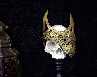 Blind mask "Devils Ear", half mask, gothic crown, religious, gothic headpiece, fantasy mask, goth headpiece, medusa costume / MADE TO ORDER