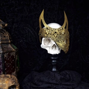 Blind mask &quot;Devils Ear&quot;, half mask, gothic crown, religious, gothic headpiece, fantasy mask, goth headpiece, medusa costume / MADE TO ORDER