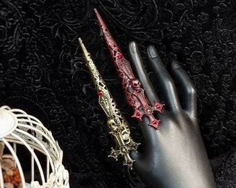 XL Finger claws "Memento mori", witch, gothic claws, medusa costume, pagan, vampire, cosplay, larp, skull, goth, blind mask/ Made to order