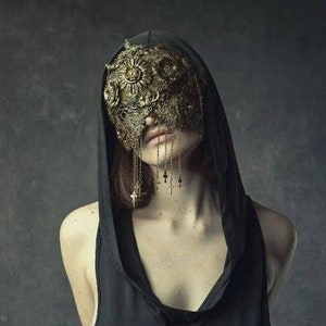 Máscara ciega de cruz santa sagrada hecha a pedido, gótica, cosplay, medusa, catedral, fantasía, vudú, bruja, larp, corona