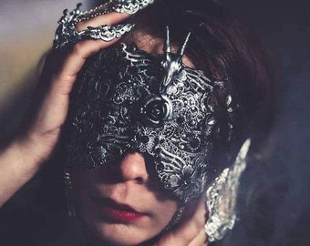 MADE TO ORDER blind mask "Cernunnos" pagan, faun, cosplay, vampire, fantasy, goth, crown, voodoo