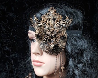 Tudor, Eye Patch, "Princess of Eboli", blind mask, fantasy, eye patch, gothic headpiece, goth crown, Medusa costume / Made to order