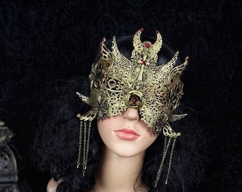 Blind mask "Holy Moon" cosplay, larp, witch, fantasy, pagan, vampire, gothic crown, headdress, sacred / Made to order