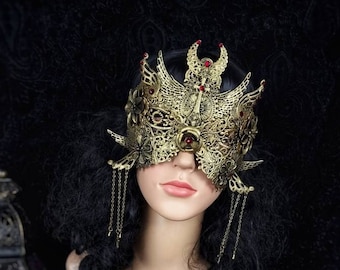 Blind mask "Holy Moon" cosplay, larp, witch, fantasy, pagan, vampire, gothic crown, headdress, sacred / made to order