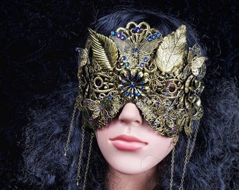 blind mask Fairy Butterfly, fantasy mask, cosplay, goth crown, voodoo, shooting, medusa costume, gothic / Made to order