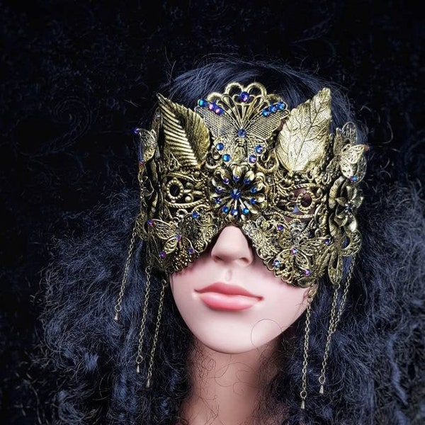 blind mask Fairy Butterfly, fantasy mask, cosplay, goth crown, vodoo, shooting, medusa costume, gothic / Made to order