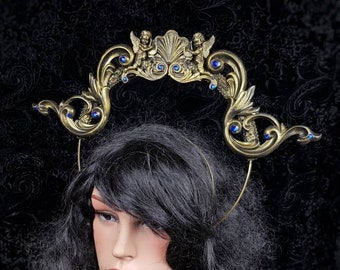 Custom-made / Halo Aphrodite, Halo, gothic crown, headdress, fantasy costume, cosplay, vampire ball, baroque