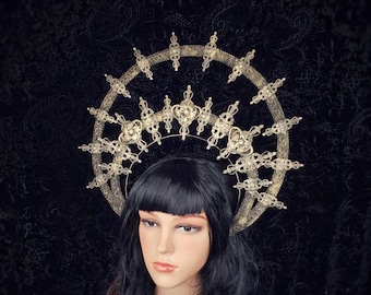 Big Halo " Elisabeth " headband, halo, Gothic Crown, gothic headpiece, goth headpiece, holy crown, goth crown / Made to order