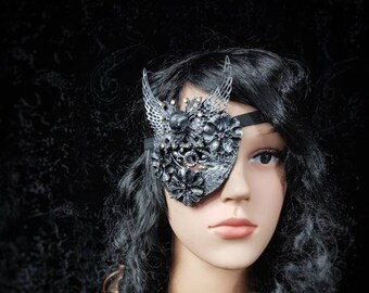 Ready to ship after 7-10 days / eye patch, blind optics, pirate, vampire, cosplay, larp, witch, gothic, blind mask, skull, fantasy