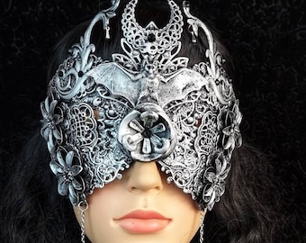 Blind mask "Bat" vampire, gothic, headdress, crown, witch, fantasy, larp, cosplay, medusa, costume mask/ Made to order