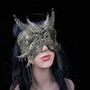 blind mask "holy crow" cosplay costume, vampire, fantasy, goth crown, voodoo, raven