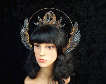 Halo " Angel love ", cosplay, gothic headpiece, larp, goth crown, vikings, medusa costume, fantasy costume, blind mask / MADE TO ORDER