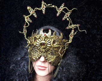 Blind mask " Halo of Medusa ", cosplay, goth crown, medusa costume, fantasy mask, gothic Headpiece, Cleopatra, gothic crown / MADE TO ORDER