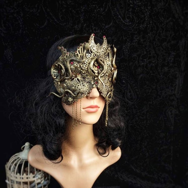 Medusa, blind mask, cleopatra headpiece, medusa costume, fantasy costume,gothic headpiece, cosplay,pagan, larp, medieval  / Made to order