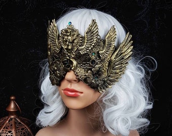 Angel Cathedral wings, blind mask, gothic headpiece, gothic crown, goth mask, cathedral, fantasy mask, medusa costume / Made to order