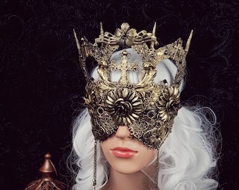 II. Cathedral blind  mask, gothic headpiece, gothic crown, goth mask, kathedrale, fantasy mask, medusa costume / Made to order