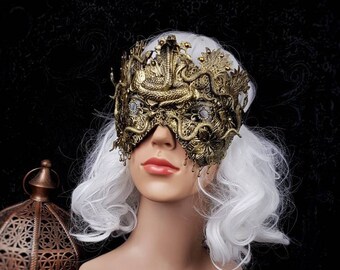 Medusa, blind mask, " Cobra leaves ", Snake mask, Cleopatra Headpiece, Medusa costume, fantasy costume, gothic headpiece / Made to order