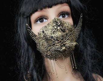 Holy crow Jaw mask, mouth mask, mouth patch, gothic mask, gothic headpiece, blind mask, baroque mask / Made to order