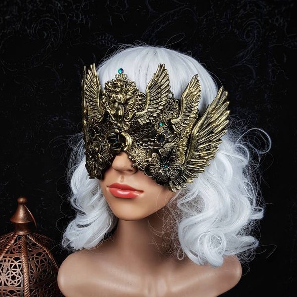 Angel Cathedral wings, blind  mask, gothic headpiece, gothic crown, goth mask, kathedrale, fantasy mask, medusa costume / Made to order