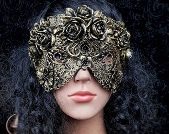 Made to order / blind mask, Mask of roses, gothic Headpiece, gothic mask, fantasy mask, goth crown, larp, cosplay, medusa costume